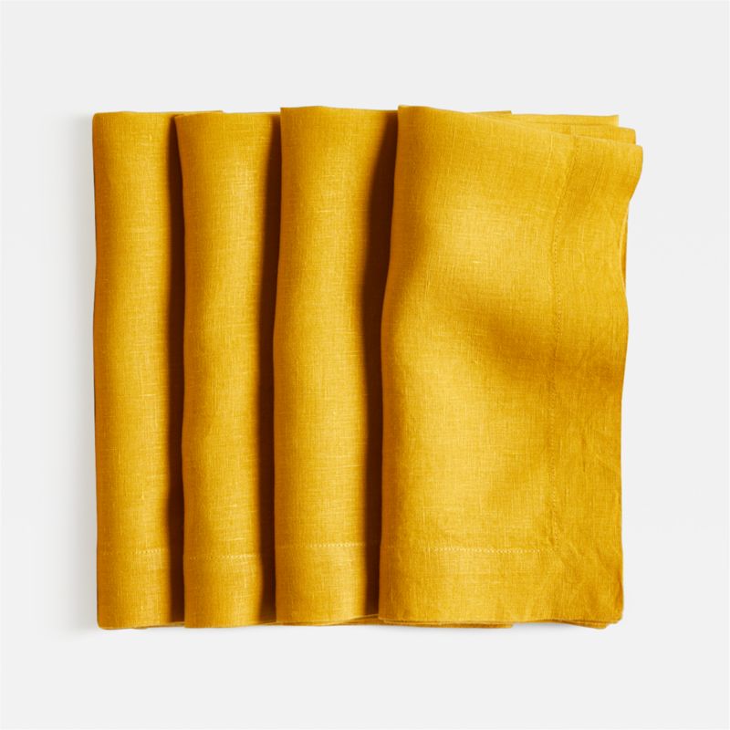 Yellow Linen Dinner Napkins (4) – Chefanie