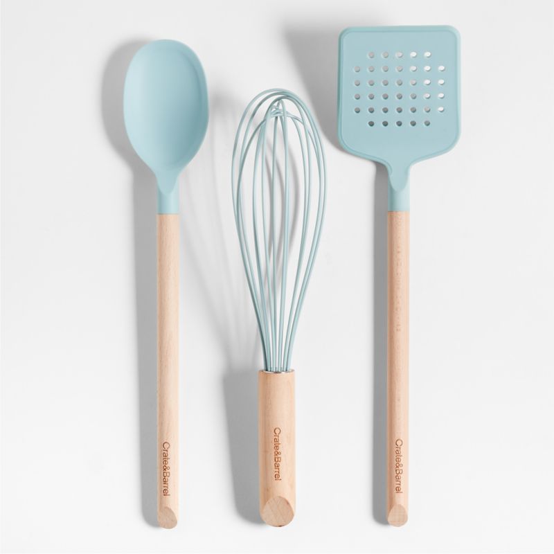 Marin Quiet Blue Silicone and Wood Slotted Turner - image 1 of 6