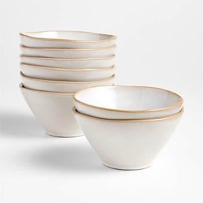 Marin Recycled Natural Stoneware Cereal Bowls, Set of 8