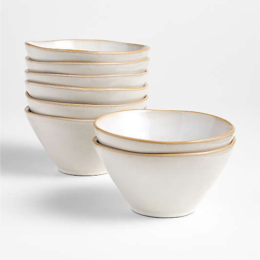 Marin Recycled Natural Stoneware Cereal Bowls, Set of 8