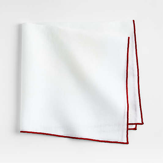 Marin Linen Napkin with Red Trim