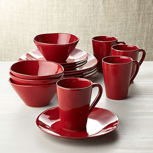 Marin Red 16-Piece Dinnerware Set