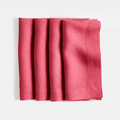 View Marin Summer's Pink Organic Cotton Linen Napkin, Set of 4 details