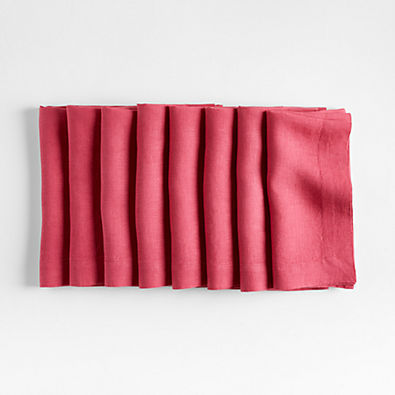 View Marin Summer's Pink Organic Linen Napkins, Set of 8 details