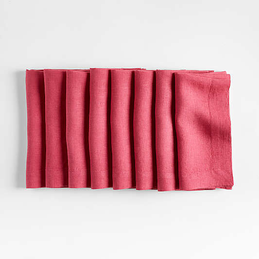 Marin Summer's Pink Linen Napkins, Set of 8