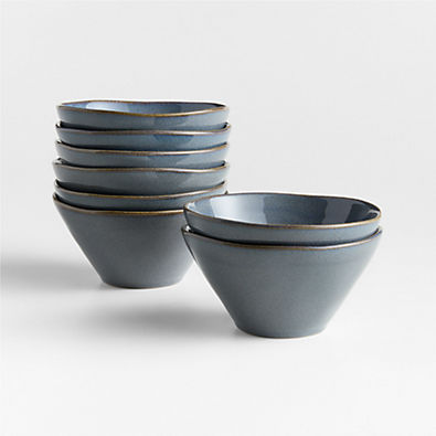 View Marin Slate Blue Stoneware Cereal Bowls, Set of 8 details