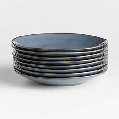 View Marin Slate Blue Stoneware Dinner Plates, Set of 8 details