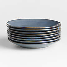 Marin Slate Blue Stoneware Dinner Plates, Set of 8 + Reviews | Crate & Barrel