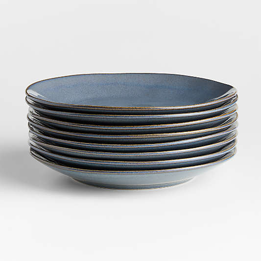 Marin Slate Blue Stoneware Dinner Plates, Set of 8