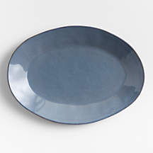 Marin Slate Blue Small Oval Stoneware Platter + Reviews | Crate & Barrel
