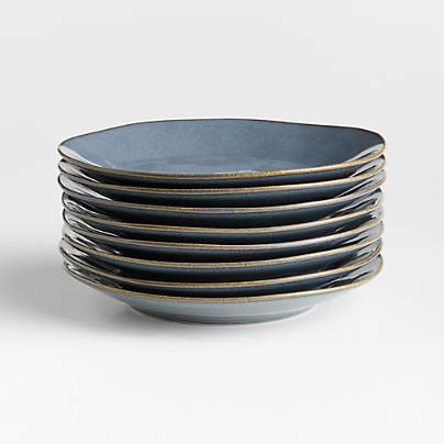 Marin Slate Blue Stoneware Salad Plates, Set of 8