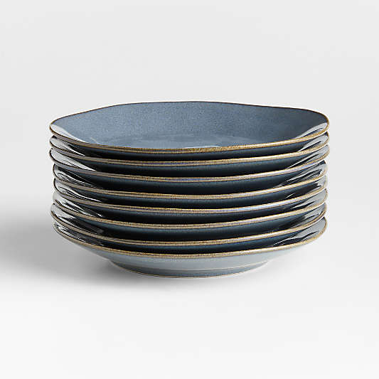 Marin Slate Blue Stoneware Salad Plates, Set of 8