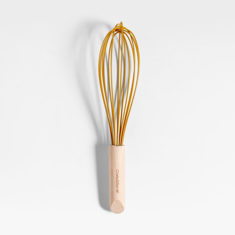 Marin Saffron Yellow Silicone and Wood Whisk - image 0 of 4