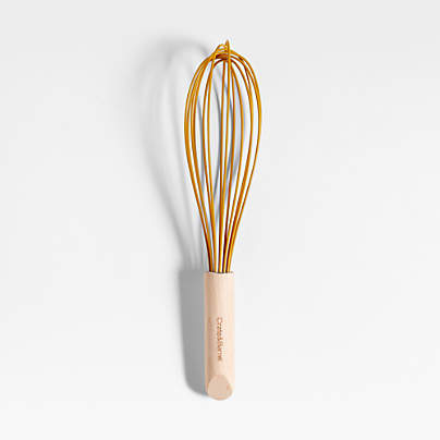 Marin Saffron Yellow Silicone and Wood Whisk