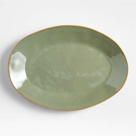 Marin Sage Green Small Oval Stoneware Platter