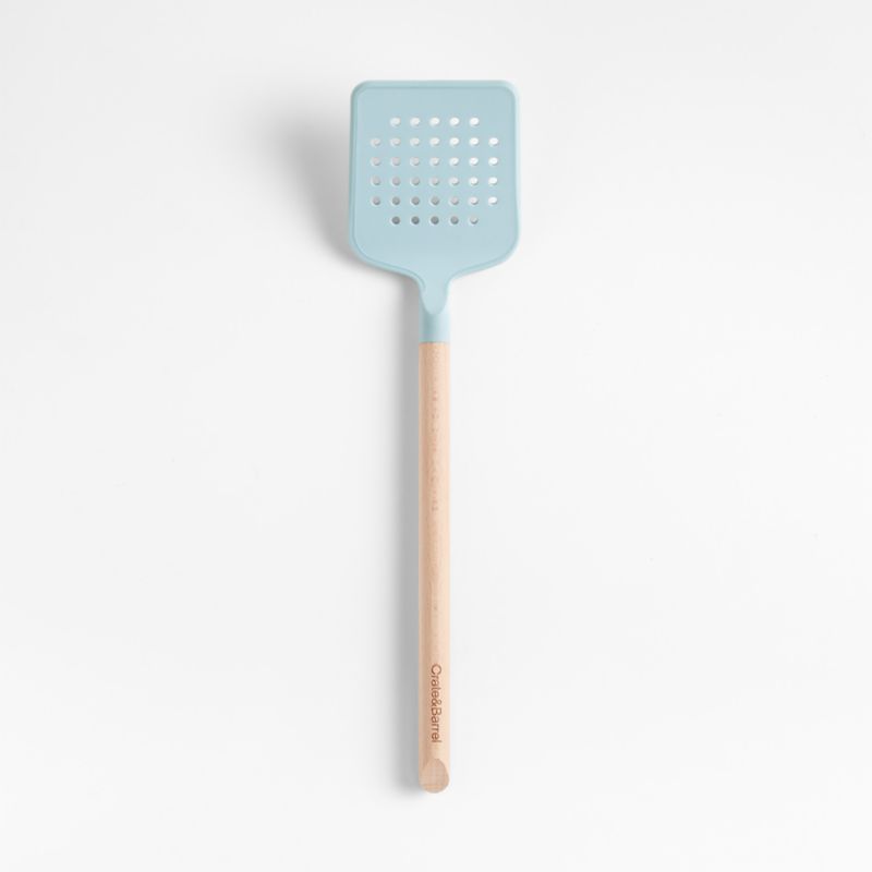 Marin Quiet Blue Silicone and Wood Slotted Turner - image 0 of 6