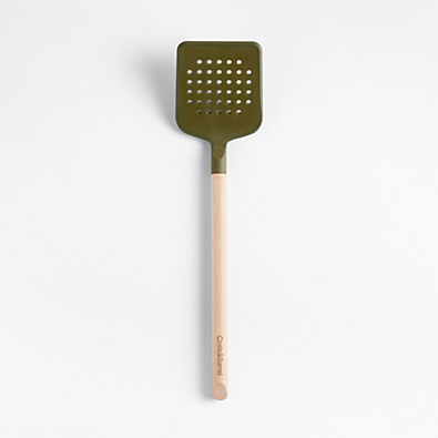 View Marin Desert Green Silicone and Wood Slotted Turner details