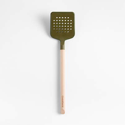 Marin Desert Green Silicone and Wood Slotted Turner