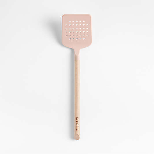 Marin Elegant Pink Silicone and Wood Slotted Turner