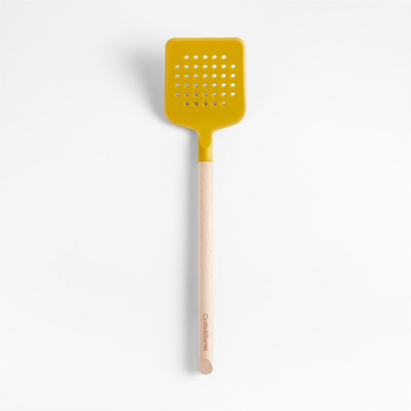 Viewing product image Marin Saffron Yellow Silicone and Wood Slotted Turner - image 1 of 4