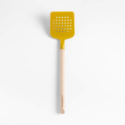 Marin Saffron Yellow Silicone and Wood Slotted Turner