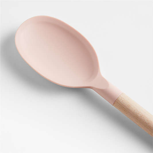 Marin Elegant Pink Silicone and Wood Spoon