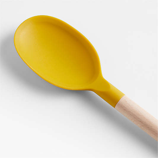 Marin Saffron Yellow Silicone and Wood Spoon