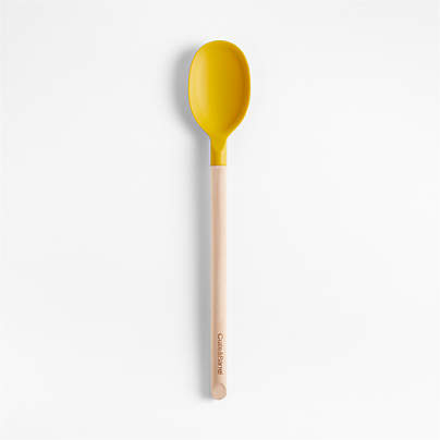 Marin Saffron Yellow Silicone and Wood Spoon