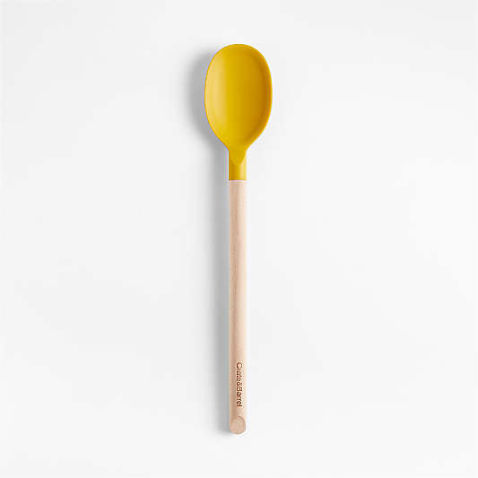 Marin Saffron Yellow Silicone and Wood Spoon