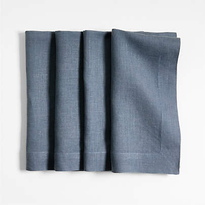 Marin Slate Blue EUROPEAN FLAX ™-Certified Linen Napkins, Set of 4