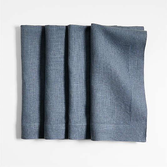 Marin Slate Blue European Linen Napkins, Set of 4