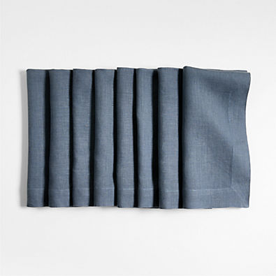 View Marin Slate Blue EUROPEAN FLAX ™-Certified Linen Napkin, Set of 8 details