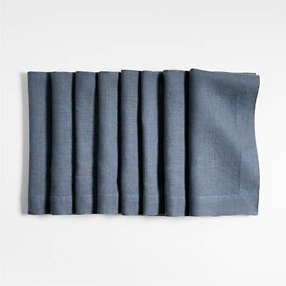 Marin Slate Blue EUROPEAN FLAX ™-Certified Linen Napkin, Set of 8