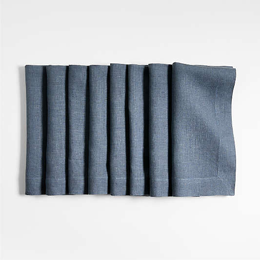 Marin Slate Blue EUROPEAN FLAX ™-Certified Linen Napkin, Set of 8