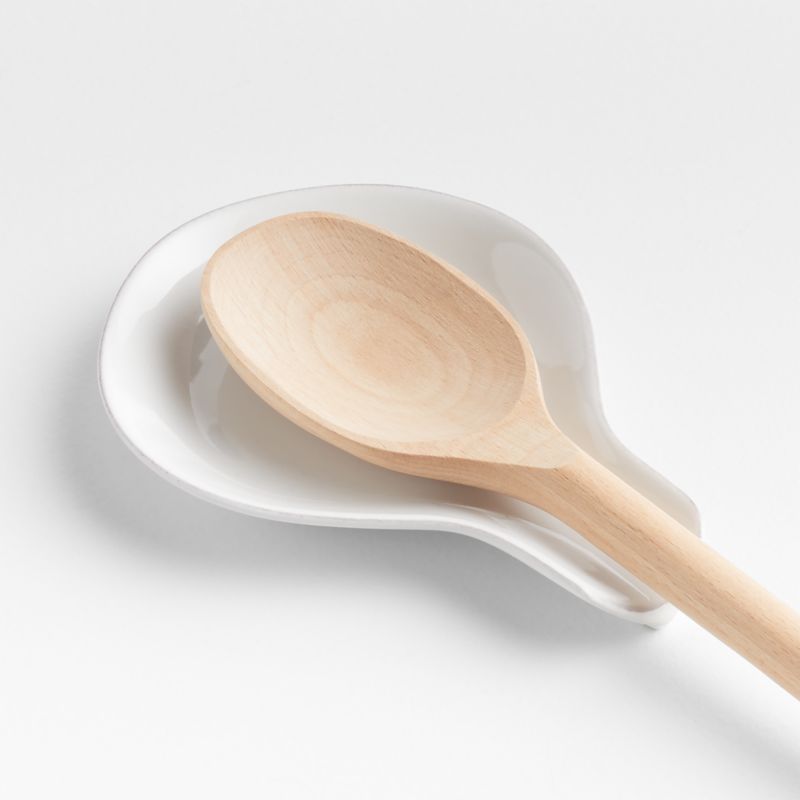 Modern White Ceramic and Stainless Steel Ladle Spoon Holder