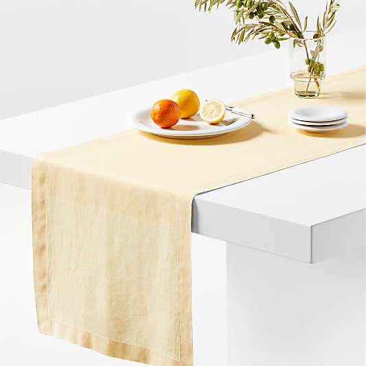 Marin 120" Straw Yellow EUROPEAN FLAX â„¢-Certified Linen Table Runner