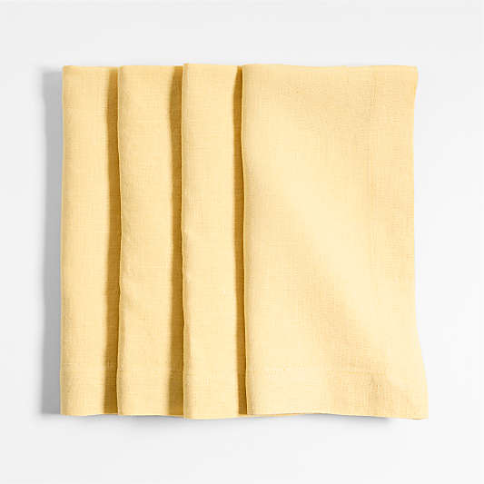 Marin Straw Yellow EUROPEAN FLAX ™-Certified Linen Napkins, Set of 4