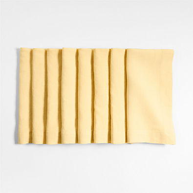 View Marin Straw Yellow EUROPEAN FLAX ™-Certified Linen Napkins, Set of 8 details