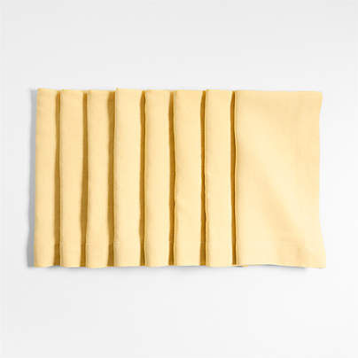 Marin Straw Yellow EUROPEAN FLAX ™-Certified Linen Napkins, Set of 8