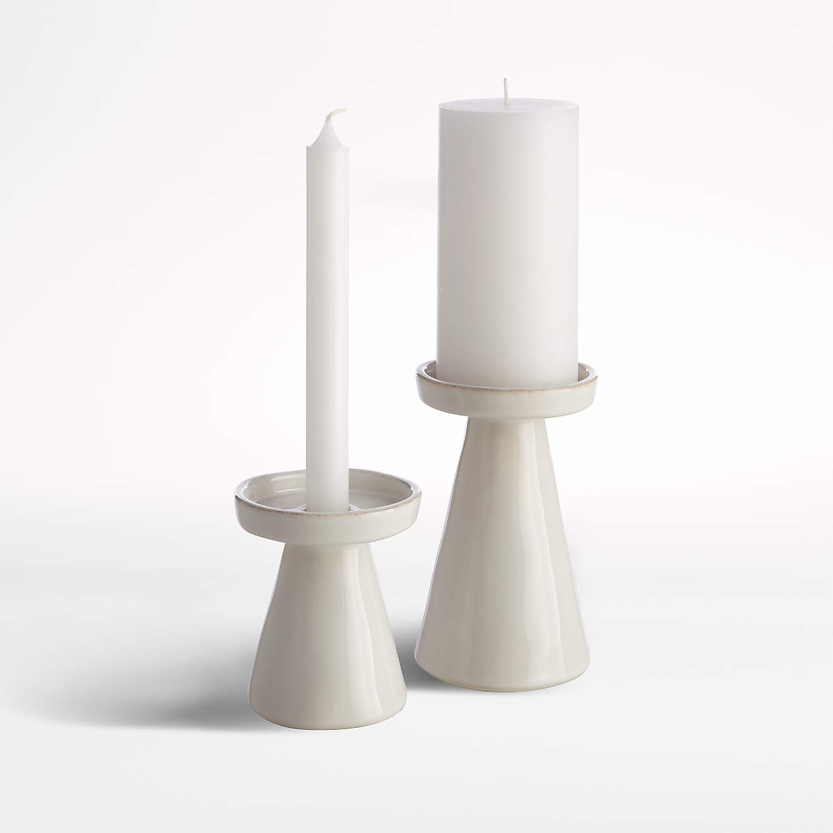 Votive Candle Plate White Ceramic Pillar Holder 