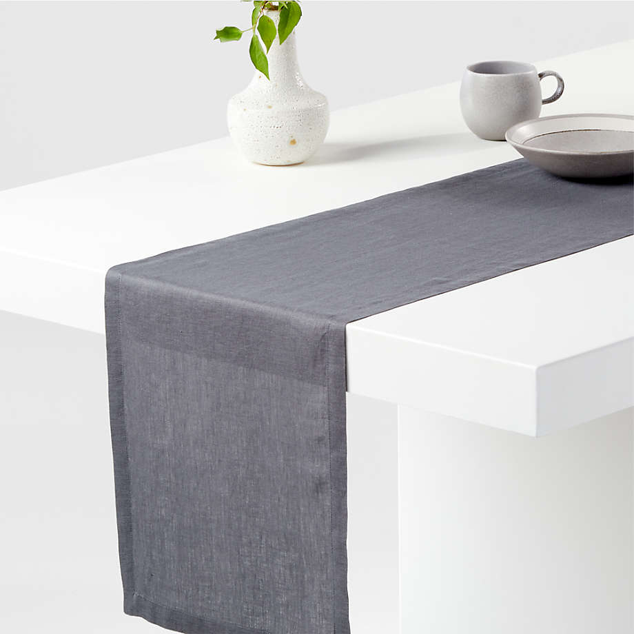 Buy Pearl Grey Solid Linen Table Runner Online - MG Maison – MG MAISON