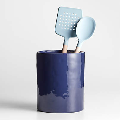 Marin Deep Indigo Stoneware Utensil Holder