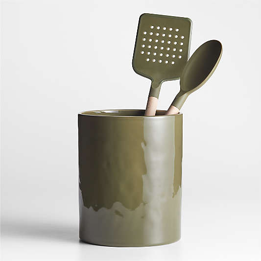 Marin Desert Green Stoneware Utensil Holder