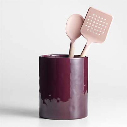 Marin Merlot Red Stoneware Utensil Holder