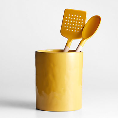 View Marin Saffron Yellow Stoneware Utensil Holder details