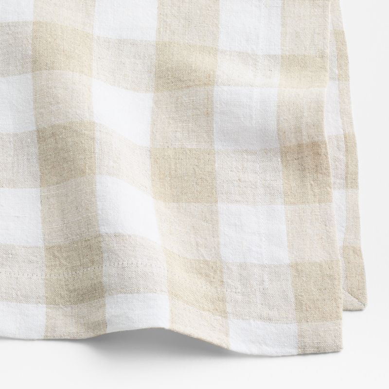 Marin White and Natural Buffalo Check EUROPEAN FLAX ™-Certified Linen Dinner Napkin - image 1 of 4