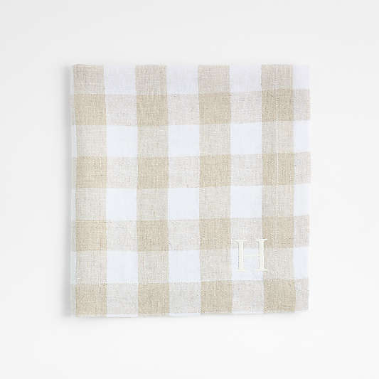 Marin White and Natural Buffalo Check EUROPEAN FLAX ™-Certified Linen Dinner Napkin