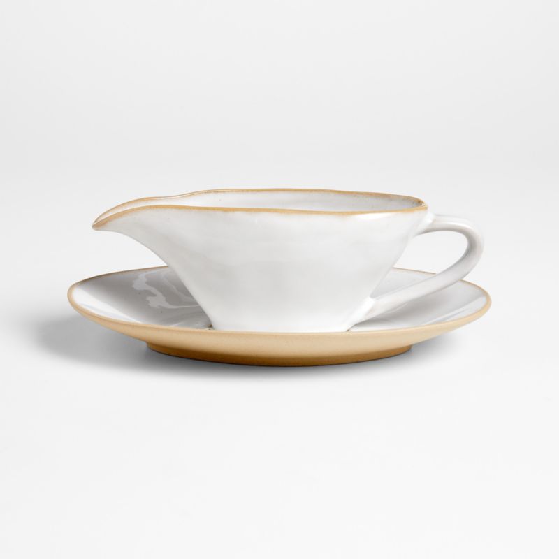 Marin White Recycled Stoneware Gravy Boat with Sauer - image 0 of 3