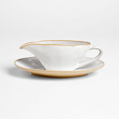 View Marin White Recycled Stoneware Gravy Boat with Sauer details