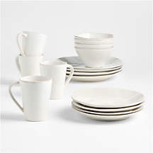 Marin White Stoneware 16-Piece Dinnerware Set + Reviews | Crate & Barrel